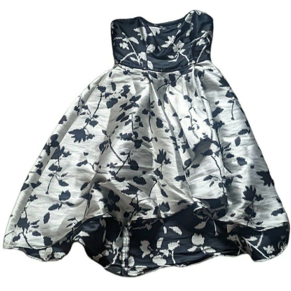 Shoshanna Isabell Strapless Dress Midnight Evening Gown Ivory Black Floral 10